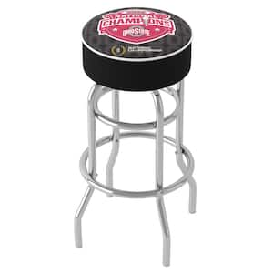 The Ohio State University National Champions Black 31 in. Red Backless Metal Bar Stool with Vinyl Seat