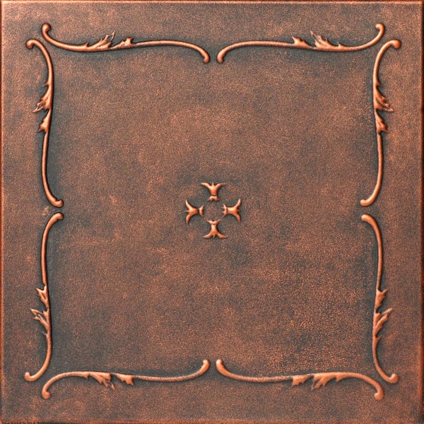 A La Maison Ceilings Spring Buds 1.6 ft. x 1.6 ft. Glue Up Foam Ceiling Tile in Black Copper