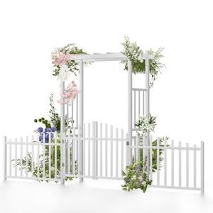 144 in. x 84 in. Garden PVC Arbor with Gate and Fence