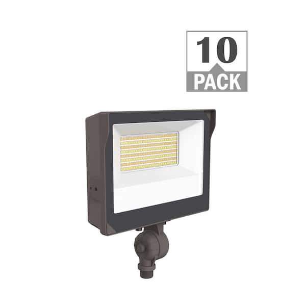 ETI LIGHTING 175-Watt Equivalent 4500-8400 Lumens Bronze Integrated LED Flood Light Adjustable and CCT with Photocell (10-Pack)