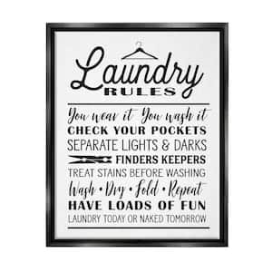 Laundry Rules with Hanger Typography by Lettered and Lined Floater Frame Typography Wall Art Print 31 in. x 25 in.