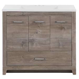 Oracle 18 in. W x 19 in. D x 33 in. H Single Sink  Bath Vanity in White Washed Oak with White Cultured Marble Top