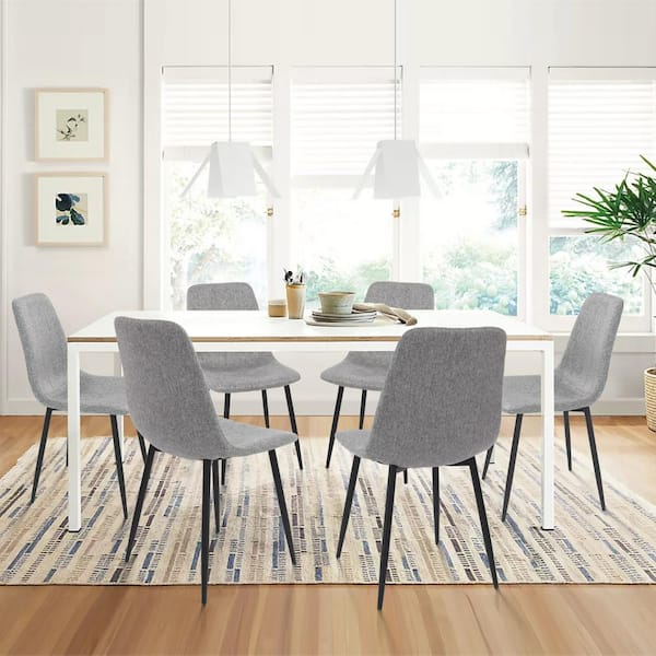 resultat visuel løst Elevens Upholstered Gray Dining Side Chair (Set of 6) BINGO-GREY-6 - The  Home Depot