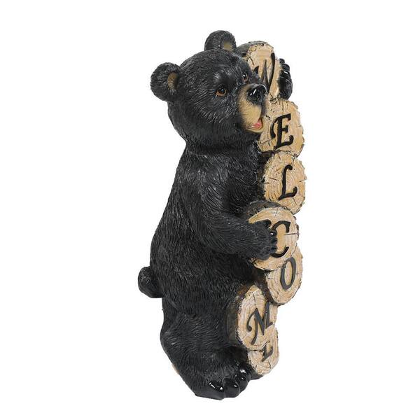 Adorable “Welcome” Black Bear in Trunk Figurine Indoor Home Outdoor Patio Decor 