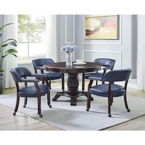 Tournament Navy Vinyl Upholstery Casters Arm Chair