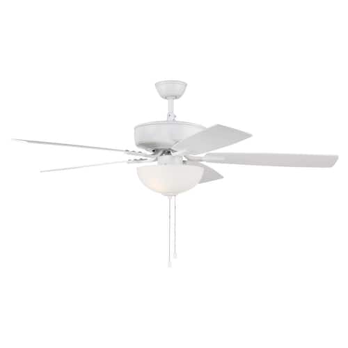 Pro Plus-211 52 in. Indoor Dual Mount White Ceiling Fan with Optional LED White Bowl Light Kit Lighting