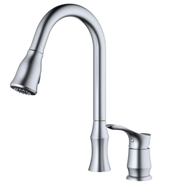 Karran Hillwood Single Handle Pull-Down Sprayer Kitchen Faucet in Stainless Steel