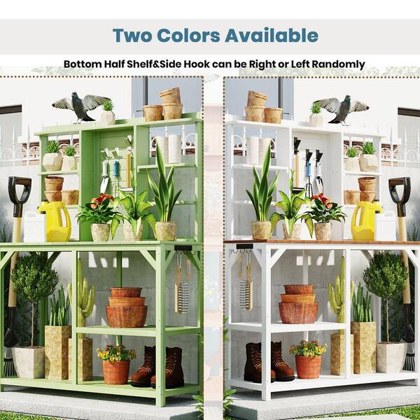 AUTMOON 47 in. x 19 in. x 64 in. Outdoor Wood Plant Stand with