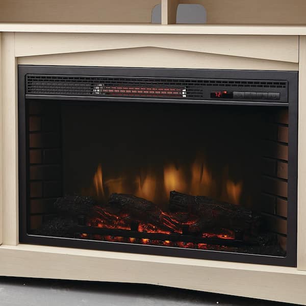 Home Decorators Collection - Avondale Grove 59 in. TV Stand Infrared Electric Fireplace in Aged White