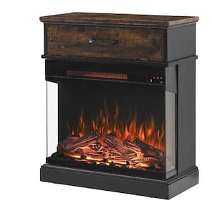 25 in. Freestanding Infrared Electric Fireplace in Black