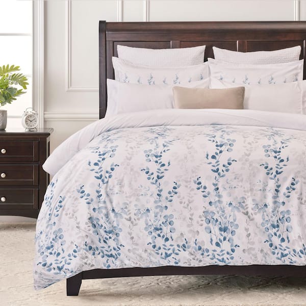 CHANASYA Chanasya 3-Piece Abstract Floral Print Microfiber Duvet Cover Set, Queen