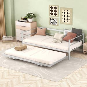 Ione Silver Twin Size Daybed with Adjustable Trundle