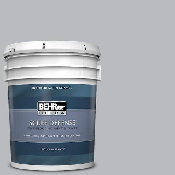 BEHR ULTRA 5 gal. #PPU18-05 French Silver Extra Durable Satin Enamel Interior Paint & Primer