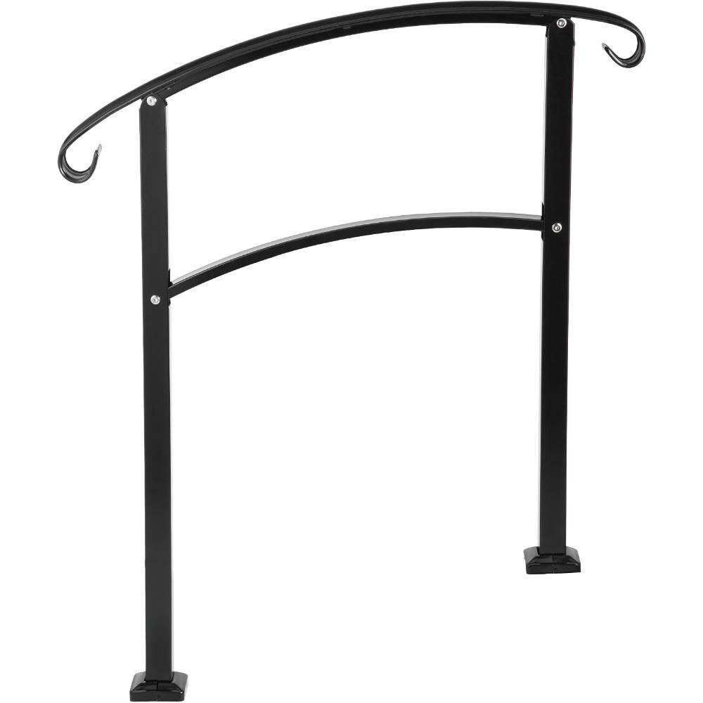 Black Iron Outdoor Steps Handrails Fit 1 or 3 Steps for Concrete Steps or Wooden Stairs price history on PriceWatchPro