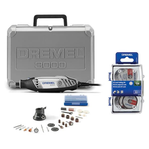 Dremel 3000 Series 1.2 Amp Variable Speed Corded Rotary Tool Kit + 200  Series 1.15 Amp Dual Speed Corded Rotary Tool Kit 3000125H+200115 - The  Home Depot