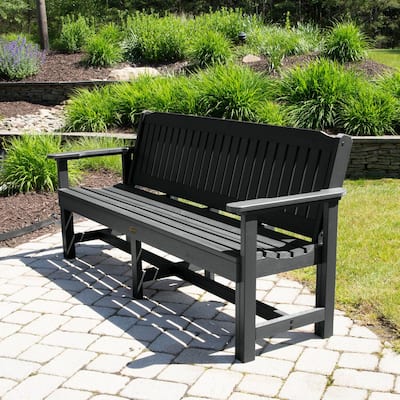 Exeter 77 in. 3-Person Black Plastic Outdoor Bench
