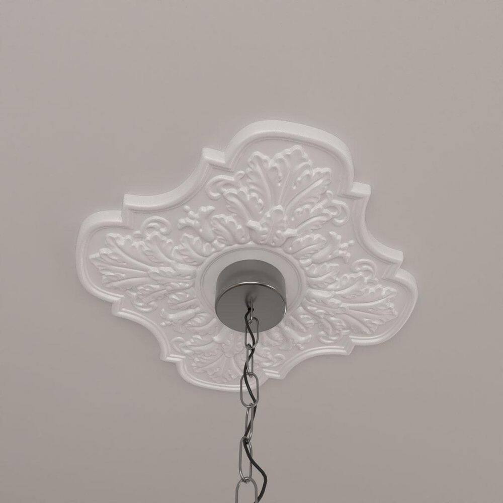 Primed White Polyurethane Peralta Ceiling Medallion, 17.75 Inches