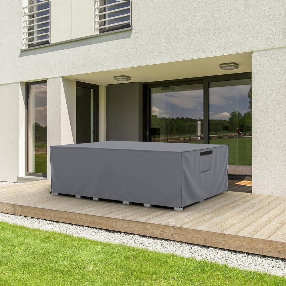 Patio Gray Furniture Cover, 98 in. W x 98 in. D x 28 in. H, Heavy-duty Waterproof & Anti-UV Outdoor Furniture Cover price history on PriceWatchPro