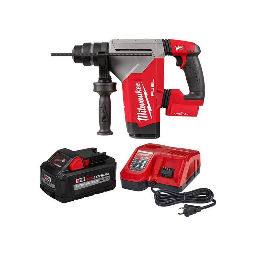 Milwaukee M18 FUEL 18-Volt Lithium-Ion Brushless Cordless SDS-Plus 1-1/8  in. Rotary Hammer Drill with 8.0 Ah Starter Kit 2915-20-48-59-1880 The  Home Depot