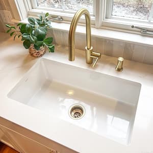 Eden 31 in. Undermount Single Bowl Crisp White Fireclay Kitchen Sink