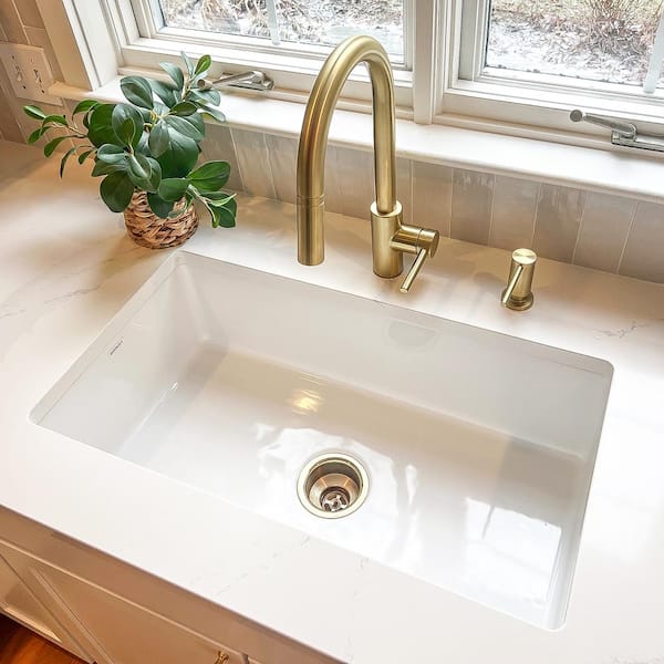 Eden 31 in. Undermount Single Bowl Crisp White Fireclay Kitchen Sink