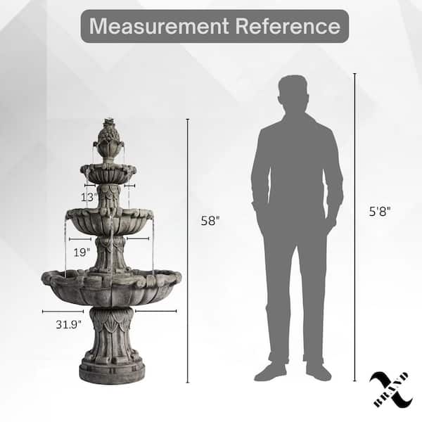 XBRAND 58.3 in. 3-Tier Outdoor Freestanding Water Fountain