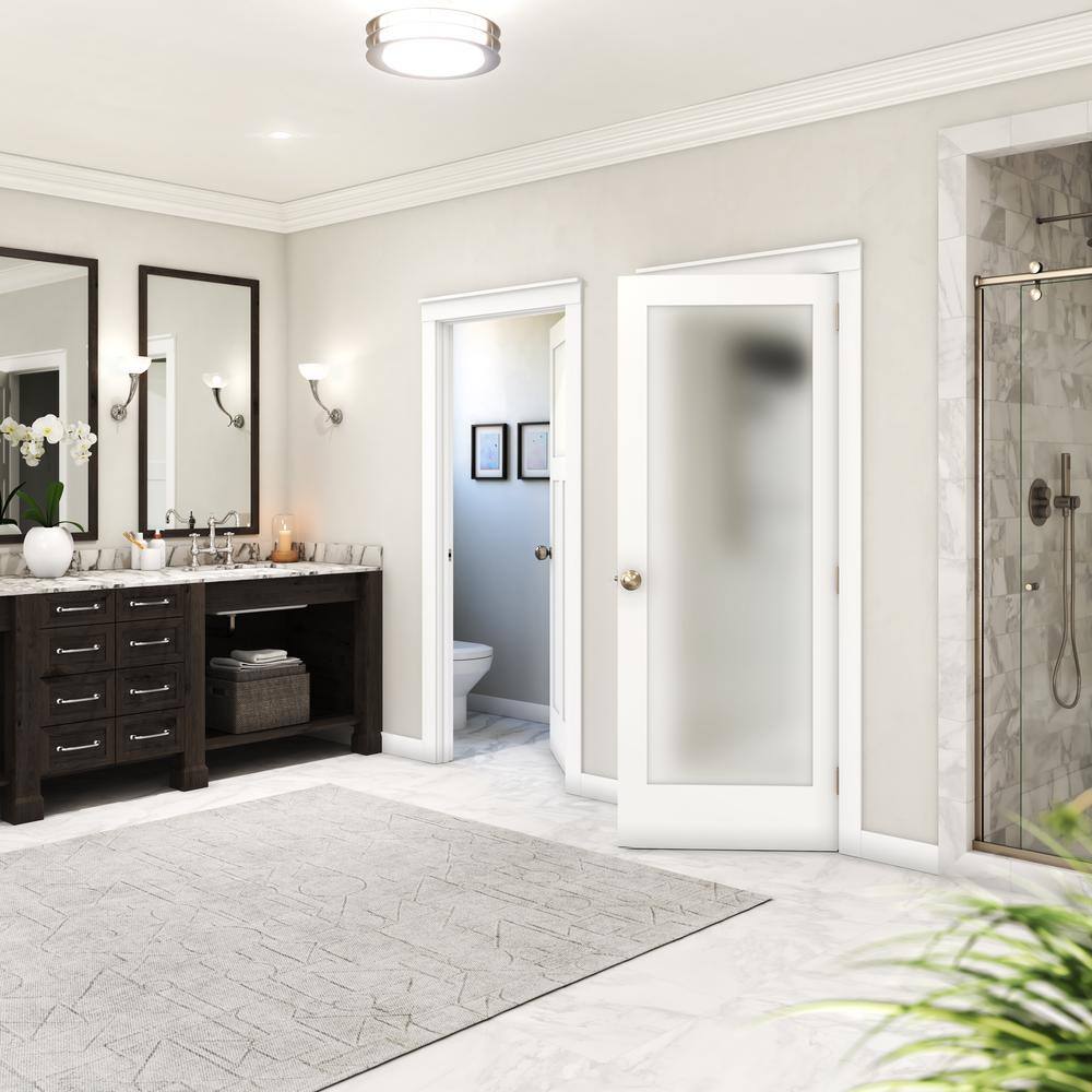 24" x 80" Frosted Glass Primed Solid Wood Interior Door Slab