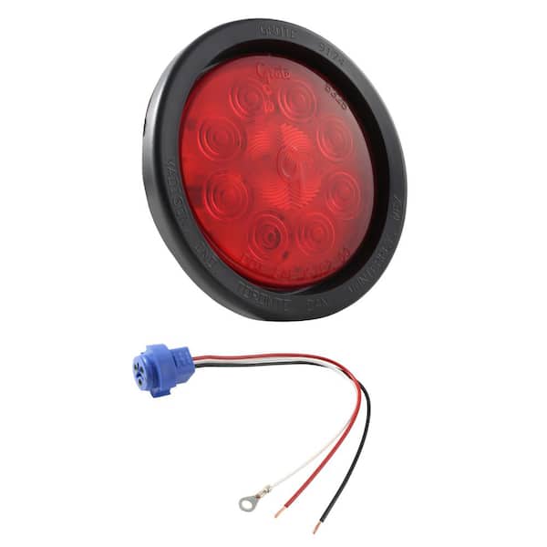 Grote SuperNova 4 in. 10-Diode Pattern LED Stop Tail Turn Light - STT, Male Pin, Red Kit (53252 + 91740 + 67002)