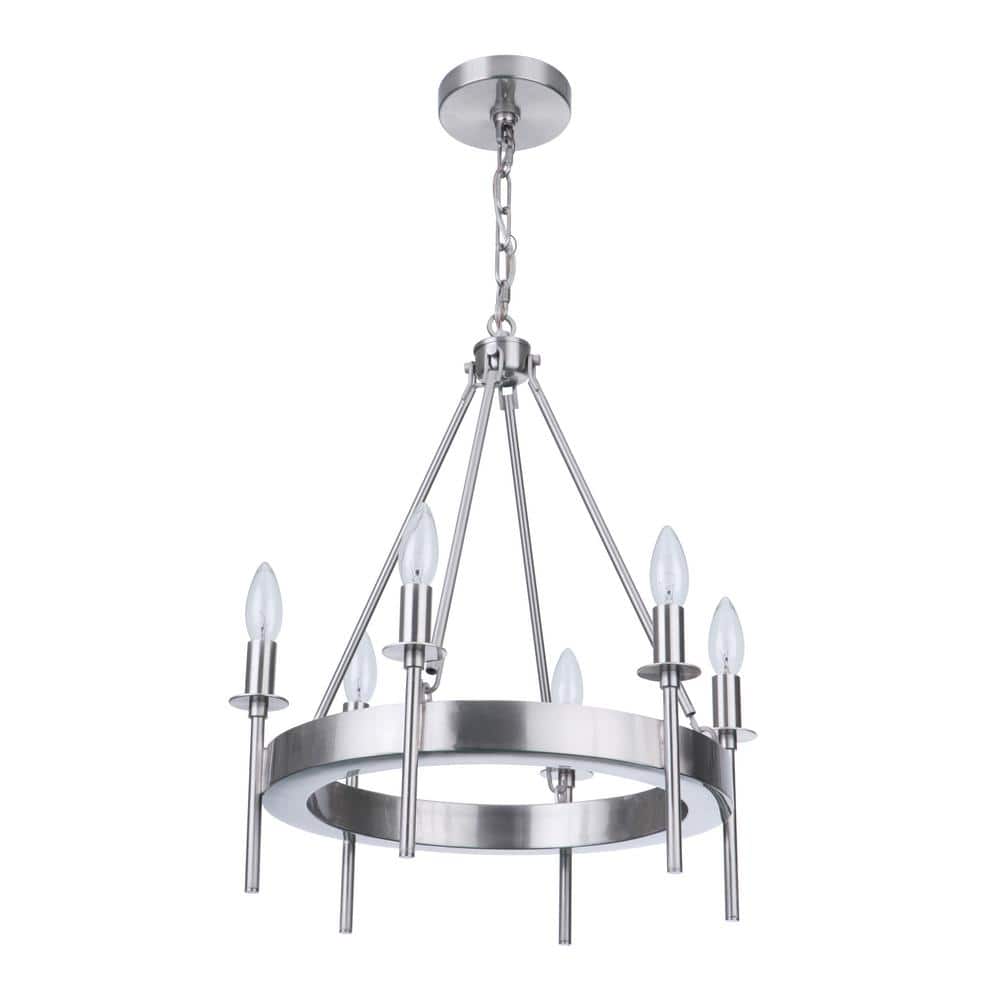 Brushed Nickel 6-Light Mini Crystal Candle Chandelier