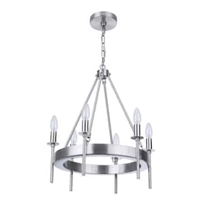 Larrson 6-Light Brushed Polished Nickel Finish Transitional Chandelier for Kitchen/Dining/Foyer, No Bulbs Included