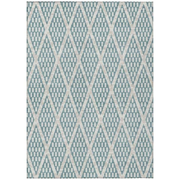 Chantille Machine Washable Indoor/Outdoor Abstract ACN3043 Teal 9 ft. x 12 ft. Area Rug