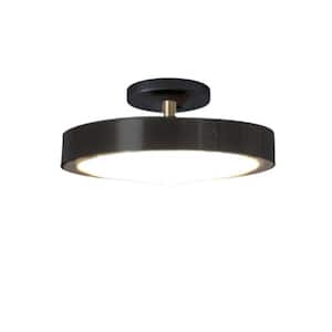 Redondo 11 in. 1-Light Matte Black Semi-Flush Mount with No Glass Shade and No Bulbs Included (1-Pack)