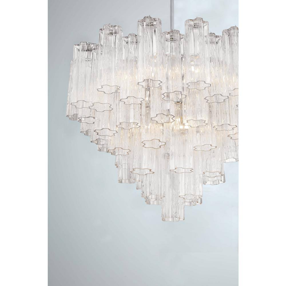 Addis 12-Light Polished Chrome Chandelier with Clear Tronchi Glass