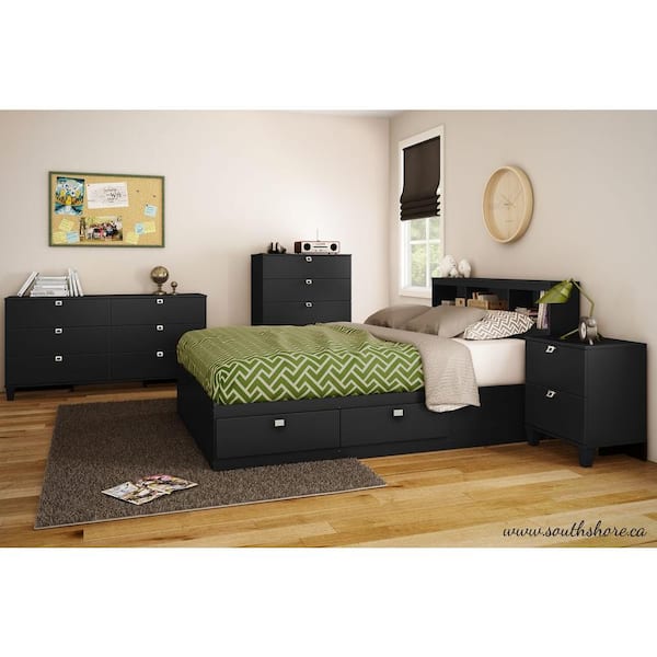 Unbranded Karma 23-1/4 in. x 19-3/4 in. 2-Drawer Nightstand in Pure Black