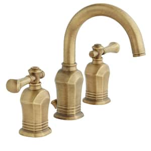 Verdanza 8 in. Widespread 2-Handle High-Arc Bathroom Faucet in Antique Brass