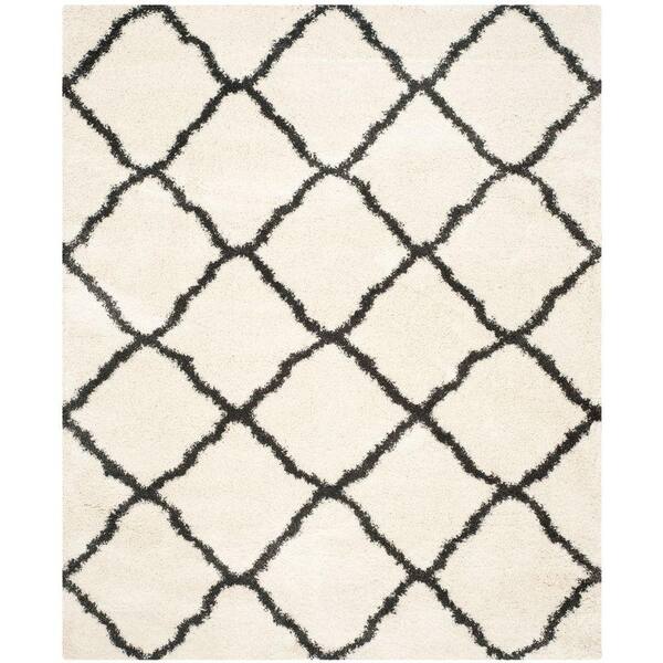 SAFAVIEH Belize Shag Ivory/Charcoal 8 ft. x 10 ft. Geometric Trellis Area Rug