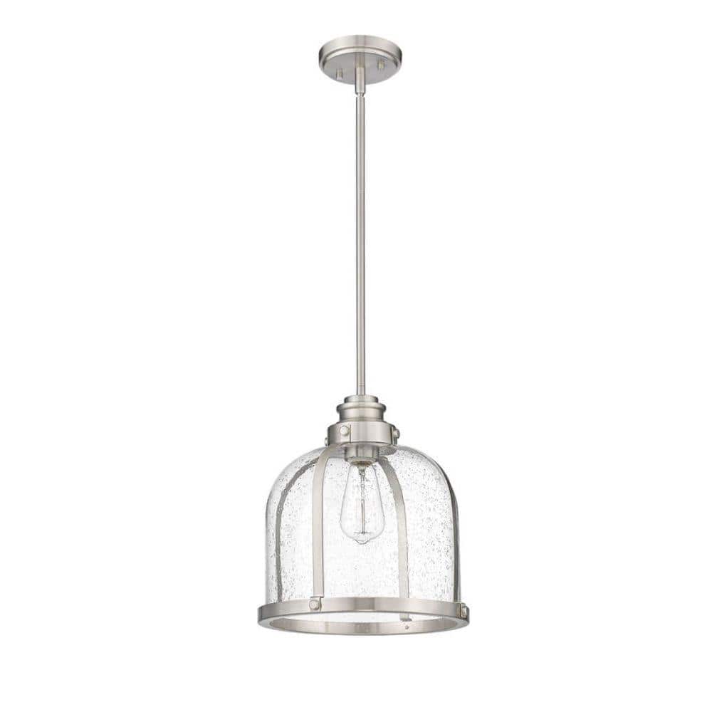 Burren 12'' Brushed Nickel Bowl Pendant with Seedy Glass