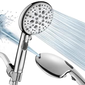 High Pressure 5.12 in. 9-Spray Patterns Wall Mount Handheld Shower Head with Bult-in Power Wash 1.8 GPM in Chrome