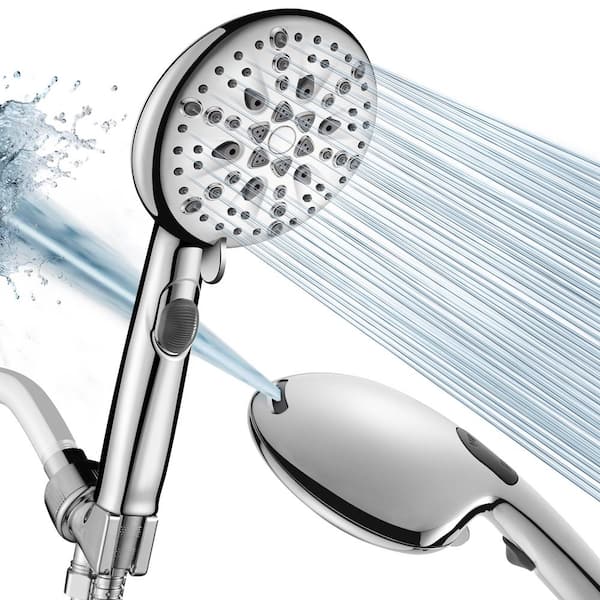 Heemli High Pressure 5.12 in. 9-Spray Patterns Wall Mount Handheld Shower Head with Bult-in Power Wash 1.8 GPM in Chrome