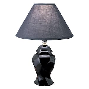 13 in. Ceramic Table Lamp in Black