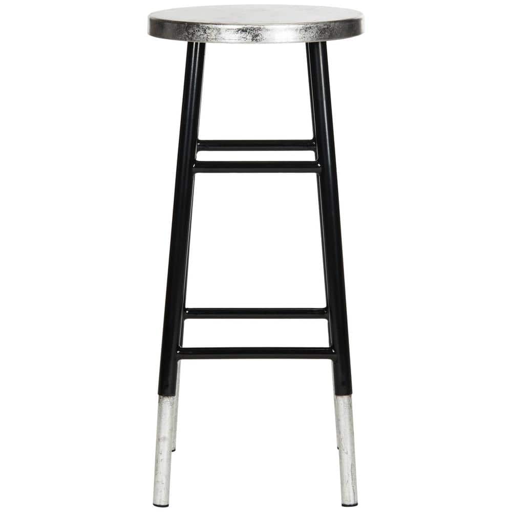 SAFAVIEH Kenzie 30 in. Black and Silver Bar Stool FOX3212A - The Home Depot