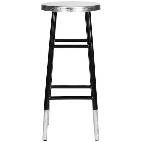 SAFAVIEH Kenzie 30 in. Black and Silver Bar Stool