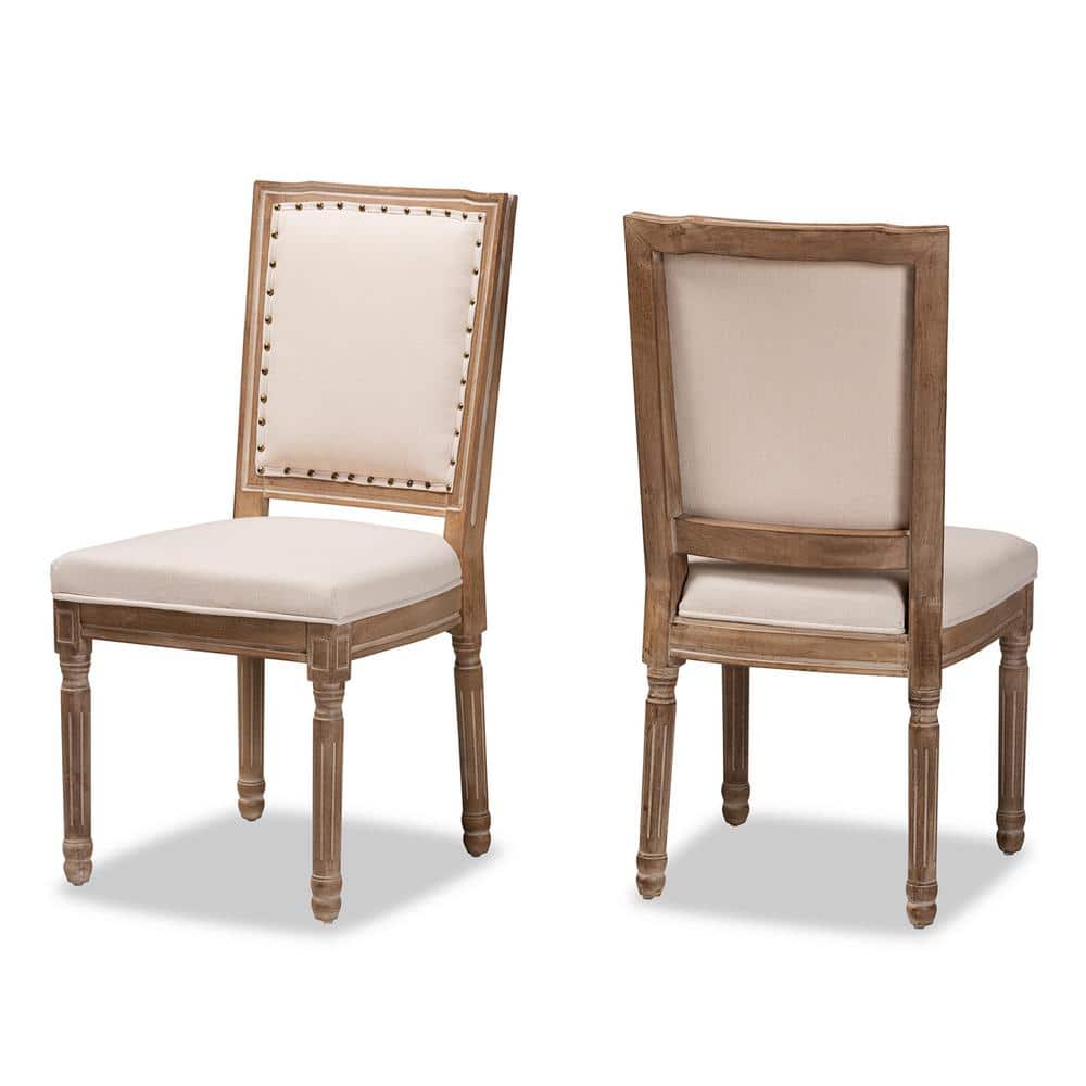 Louane Beige and Antique Brown Dining Chair (Set of 2)