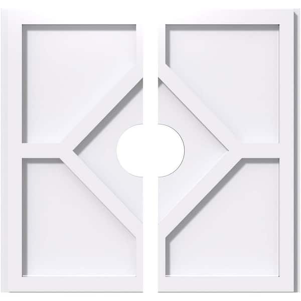 Ekena Millwork 1 in. P X 14 in. C X 40 in. OD X 7 in. ID Embry Architectural Grade PVC Contemporary Ceiling Medallion, Two Piece