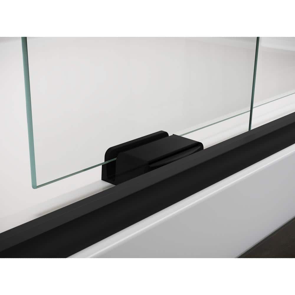 Matte Black Frameless Sliding Shower Door with Clear Glass