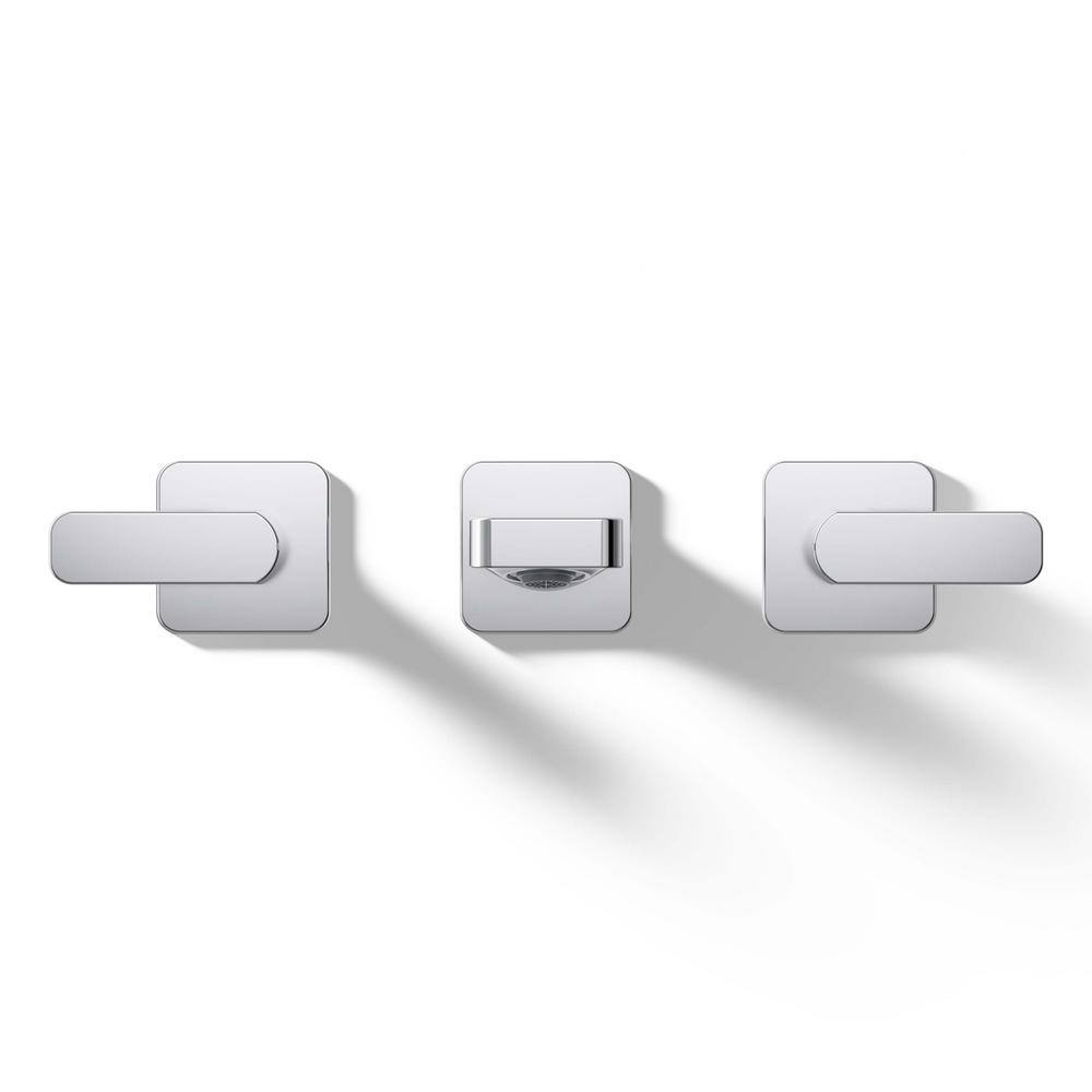 Polished Chrome Wall-Mount Bathroom Faucet with Lever Handles