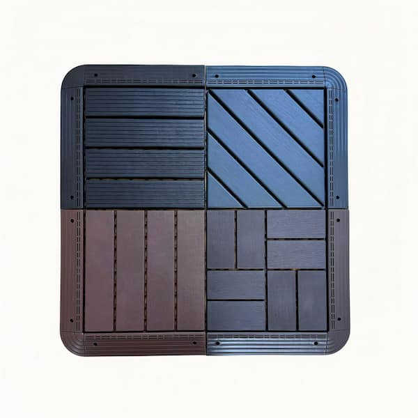 Unbranded 11.4 x 2.4 in. PP Deck Tile Edge Kit Interlocking Deck Tile Accessories in Dark Gray(60 Pcs EdgeStrip and 4 Pcs Corner)