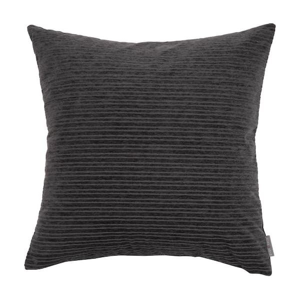 EverGrace Opulence Chenille Stripes Square Pillow 20 in. x 20 in. Gray Pinstripe