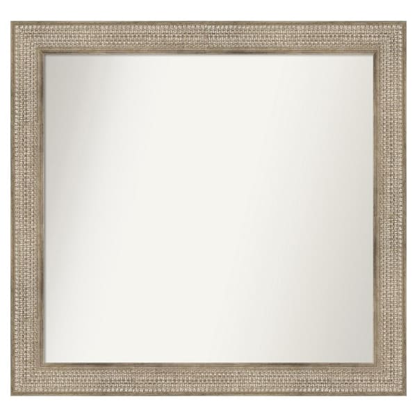 Amanti Art Trellis Silver 38 in. x 36 in. Custom Non-Beveled Wood Framed Bathroom Vanity Wall Mirror