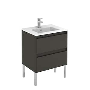 23.9 in. W x 18.1 in. D x 32.9 in. H Bathroom Vanity Unit in Anthracite with Vanity Top and Basin in White